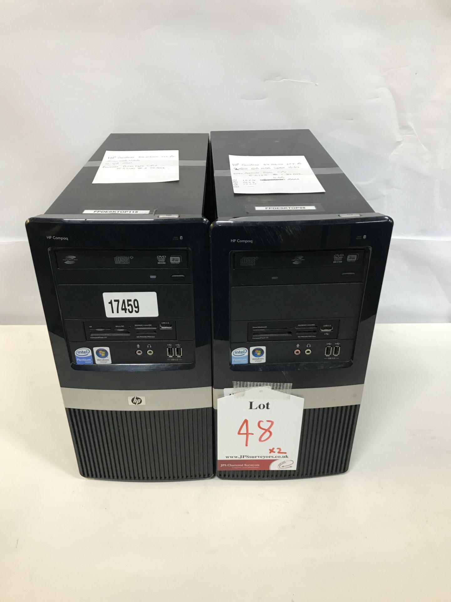 2 x HP Compaq DX2400 MTPC Desktop Computers