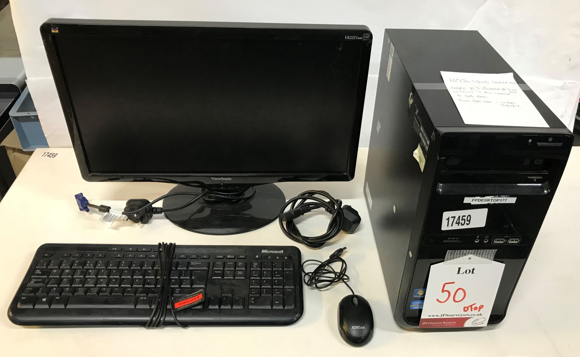 HP Pro 3400 Desktop Computer w/ Monitor, Keyboard & Mouse