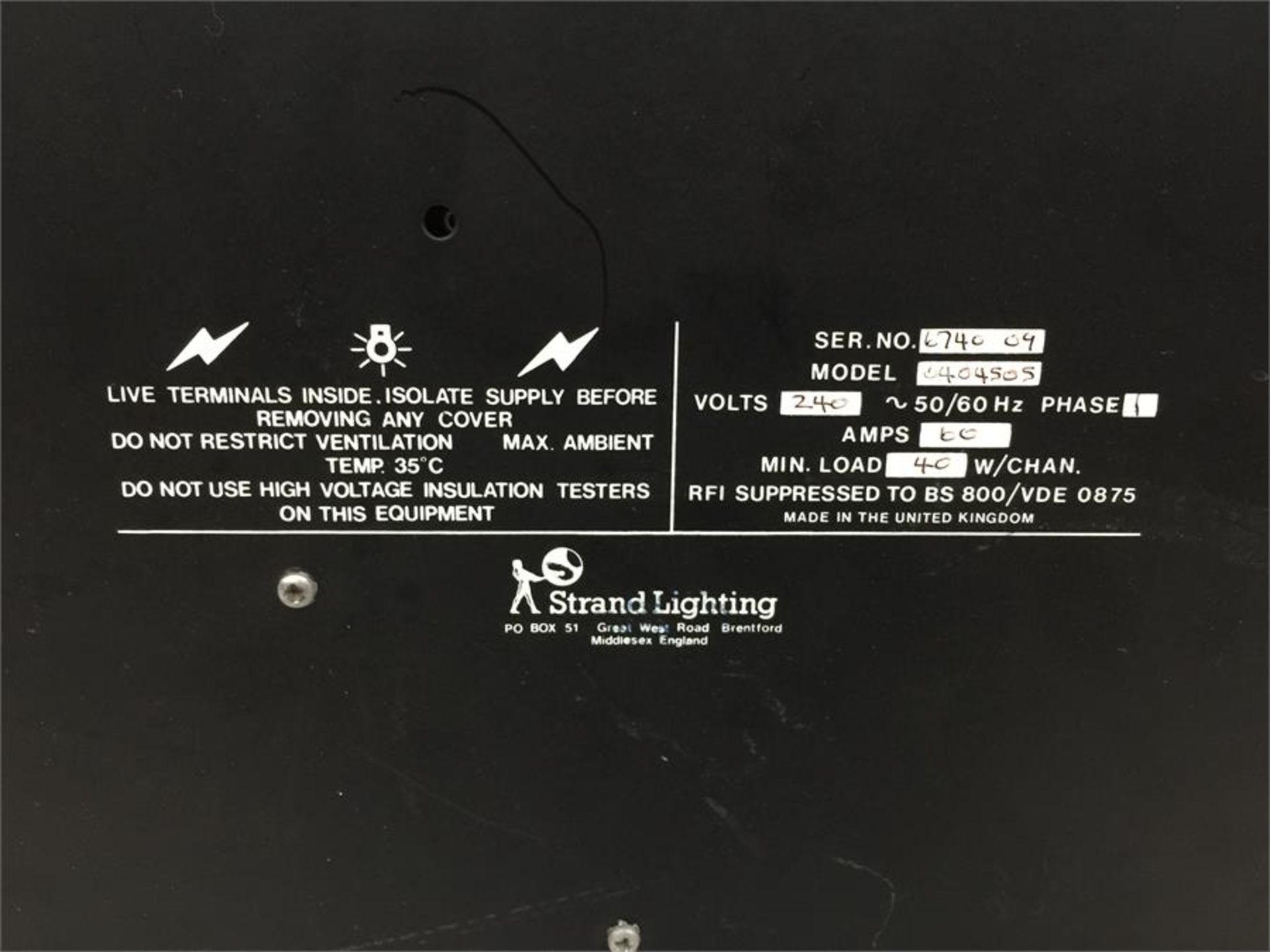 Strand Lighting Act 6 0404505 240V 50/60Hz Phase 1 - Image 2 of 2