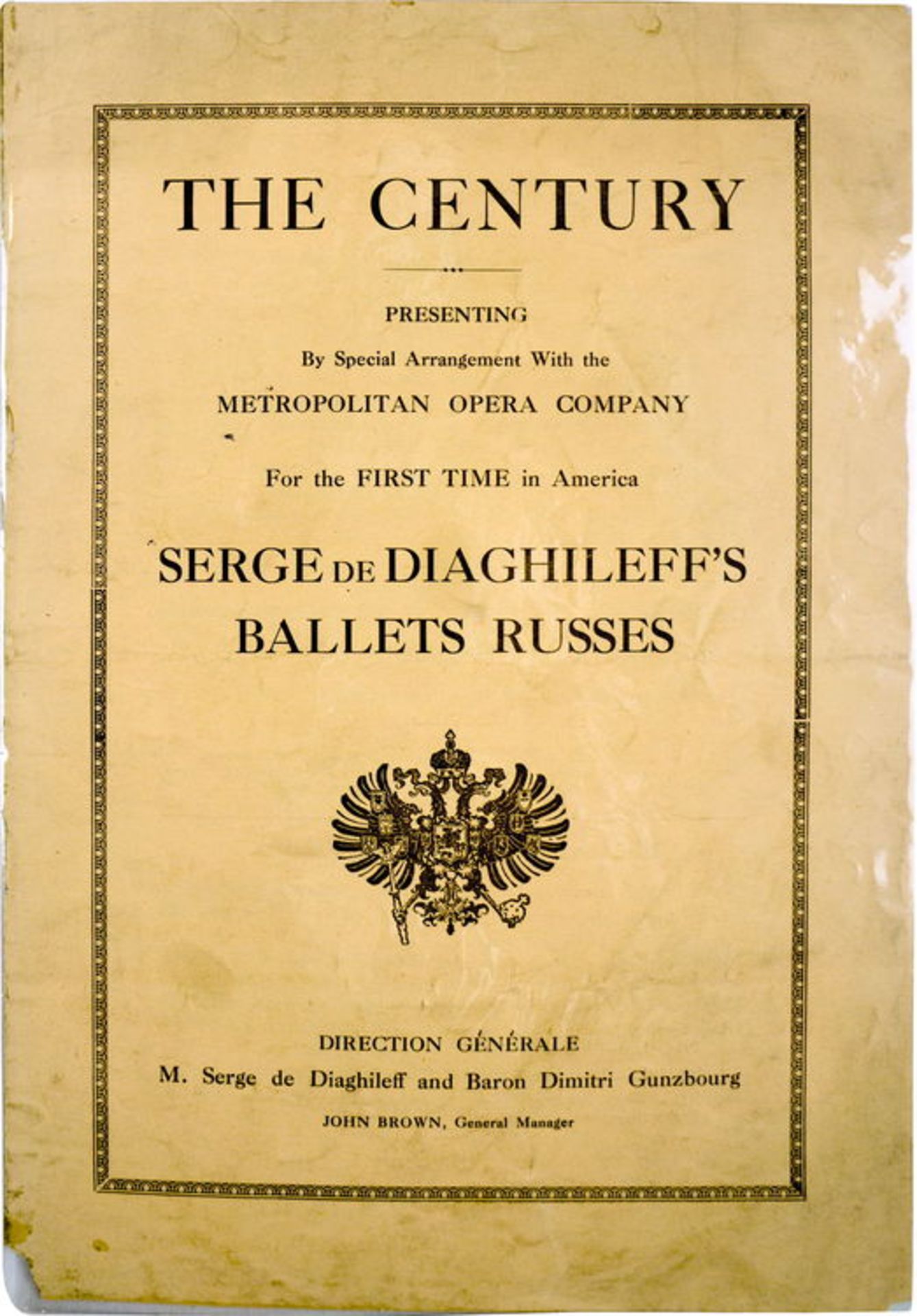[BALLETS RUSSES] Erste Präsentation Ballets Russes in Amerika, im Century Theatre, 2nd week, 25.
