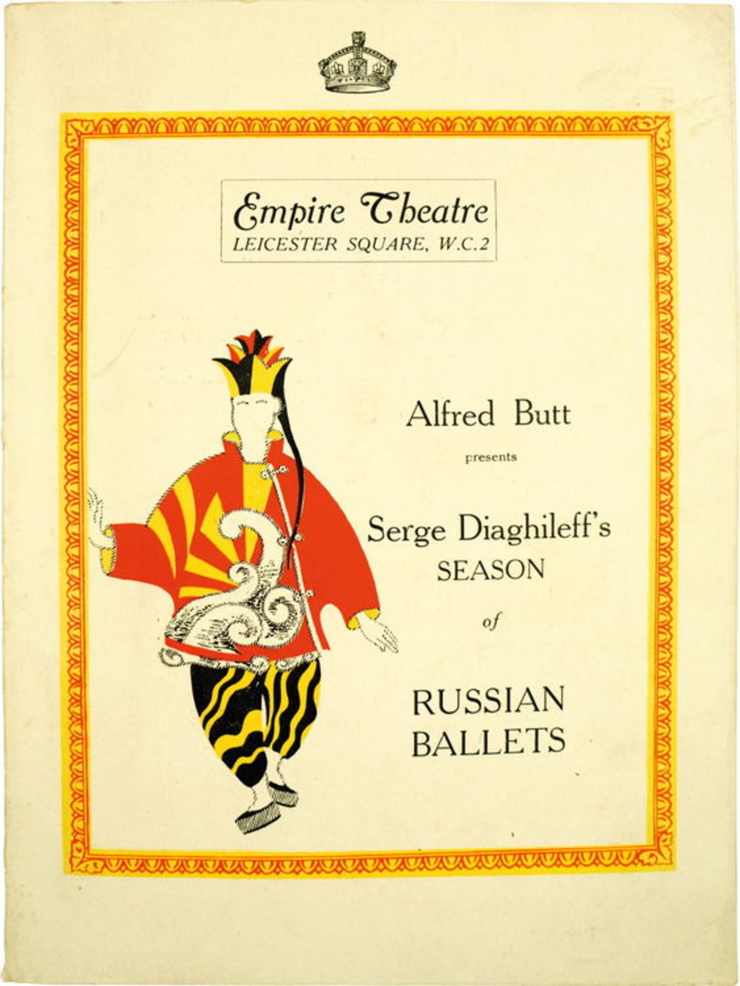 [BALLETS RUSSES, BAKST, PICASSO] Les Ballets Russes im Empire Theatre London, 1919. Programm vom