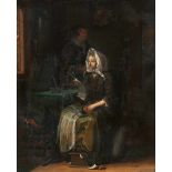 W. Hasselt (zugeschrieben) Interieur mit Brief lesender Frau und einer Dienstmagd Öl auf Holz,