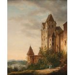 Domenico Quaglio Die Burg Trausnitz bei Landshut Öl auf Holz, parkettiert. 32,7 x 24,3 cm.