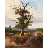 Friedrich Simmler Landschaft mit großer Eiche Öl auf Leinwand, doubliert. 52 x 41,5 cm.Literatur: