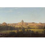 Deutsch um 1820/40 Der Petersdom in Rom Öl auf Leinwand. 29,8 x 43,5 cm. Bezeichnet unten rechts.