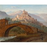 Michael Gottlob Wentzel Ansicht von Rocca San Stefano Öl auf Leinwand. 183(0?). 14,7 x 18,3 cm.