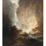 Ferdinand Feldhütter Wasserfall in Tirol Öl auf Leinwand, doubliert. 48 x 42 cm. Signiert unten