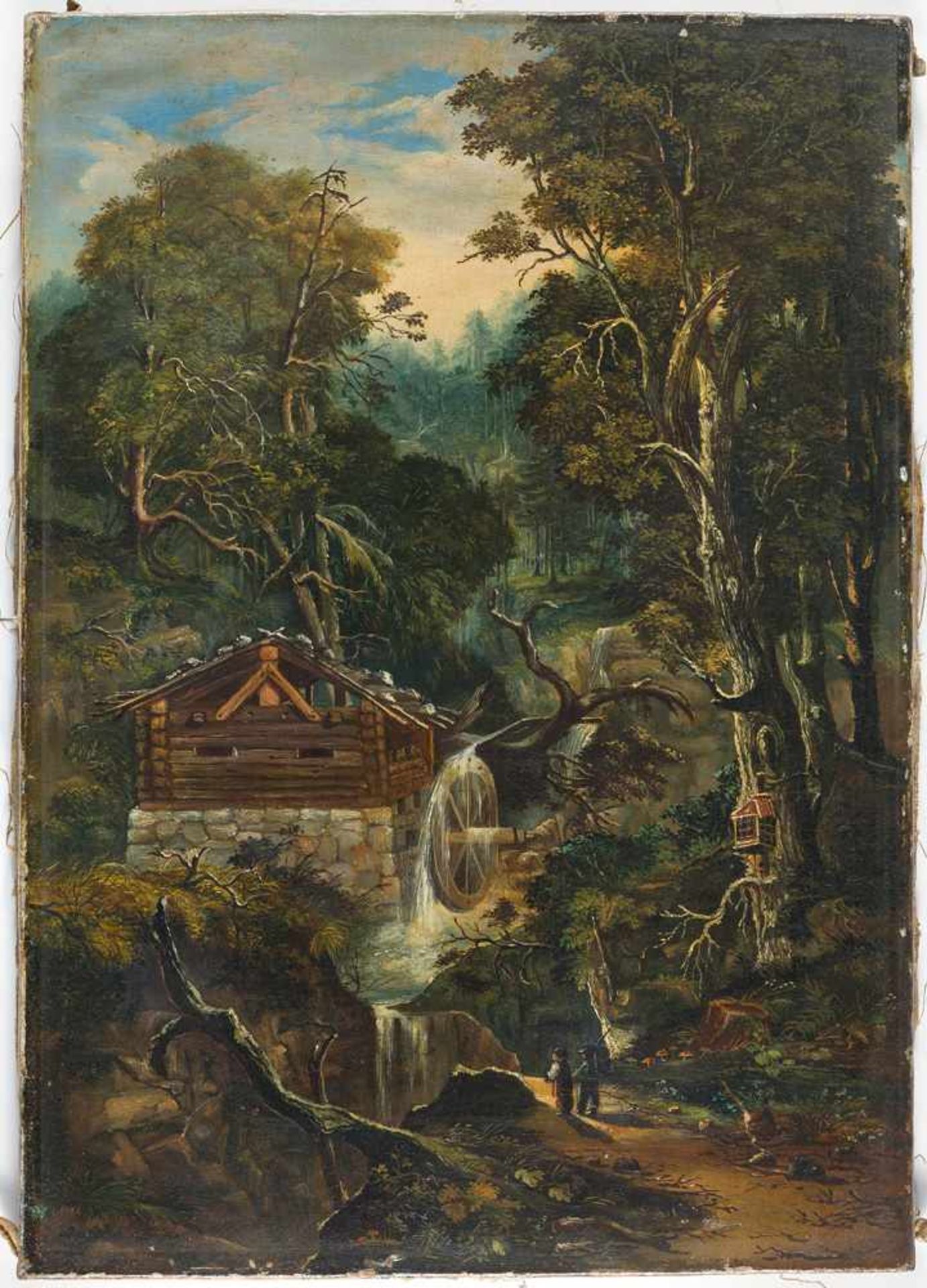 Nürnberg um 1800 Die Wassermühle im Wald Öl auf Leinwand. 31,5 x 22,2 cm.Provenienz:Privatbesitz,