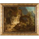 Carl Spitzweg Kapelle im Felsen Öl auf Holz. 30,2 x 38 cm. Bezeichnet unten rechts mit dem Monogramm