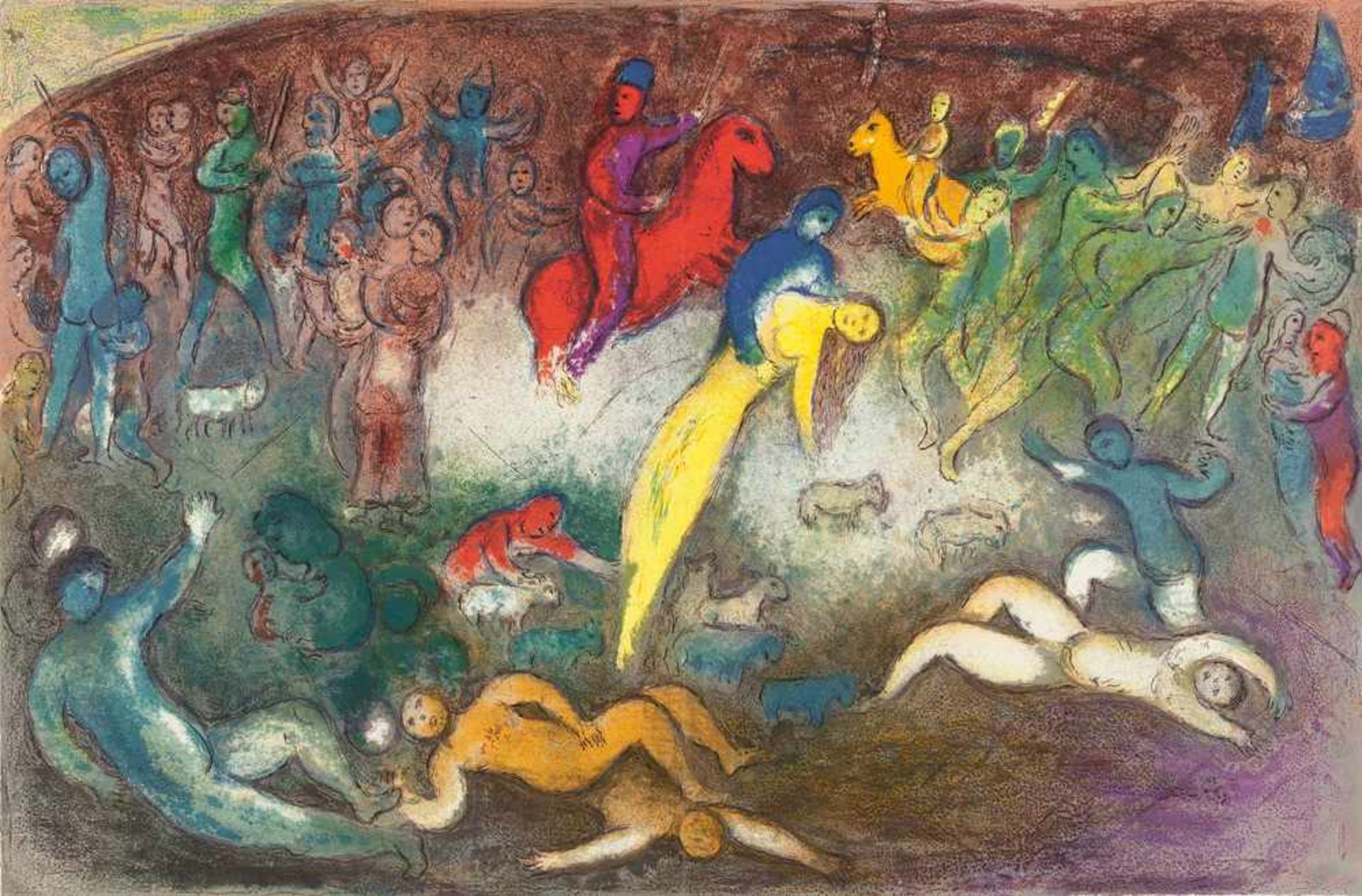 Marc Chagall Longus: Daphnis et Chloé 2 Bde. Text mit 42 farbigen Lithographien, 15 doppelseitig. - Bild 6 aus 17