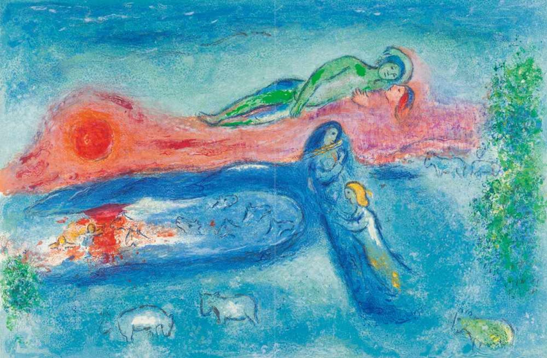 Marc Chagall Longus: Daphnis et Chloé 2 Bde. Text mit 42 farbigen Lithographien, 15 doppelseitig. - Bild 5 aus 17