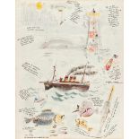 George Grosz Illustrationen zur USA-Reise recto-verso Aquarell, Bleistift und Tusche auf Papier. (