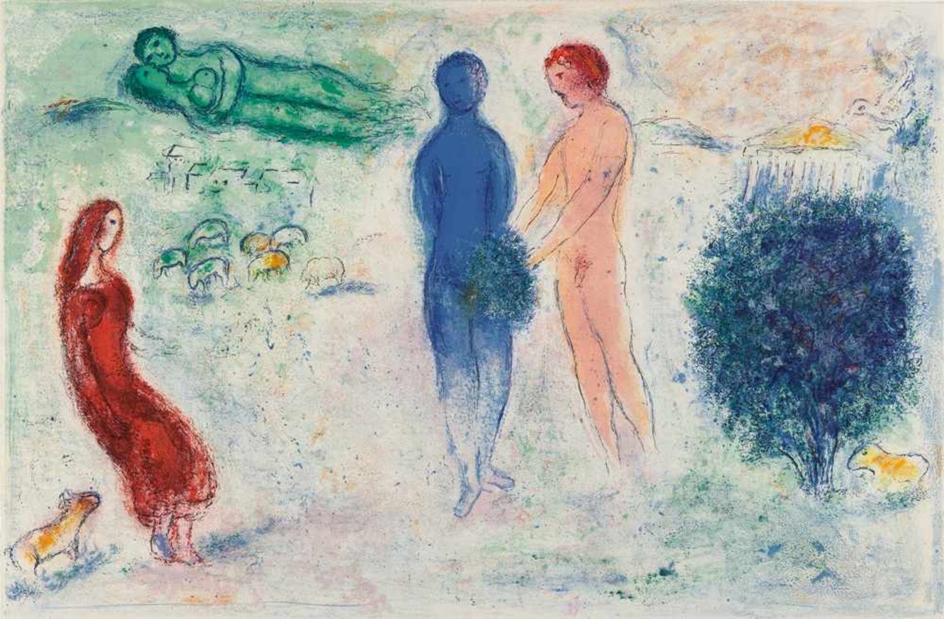 Marc Chagall Longus: Daphnis et Chloé 2 Bde. Text mit 42 farbigen Lithographien, 15 doppelseitig. - Bild 4 aus 17