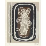 Georges Braque Bouquet des fleurs blanches, S.31 aus: Si je mourais là-bas Farbiger Holzschnitt