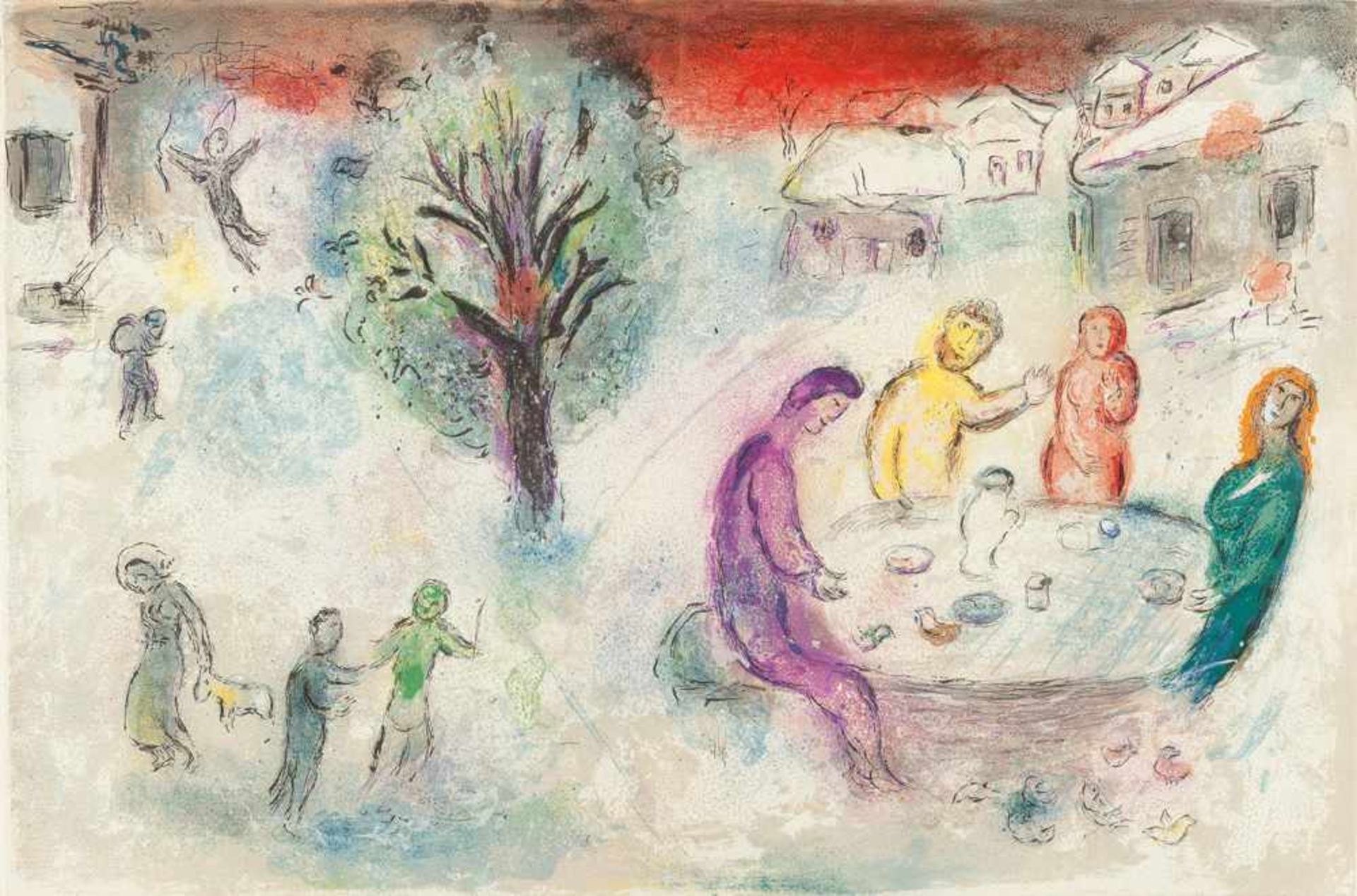 Marc Chagall Longus: Daphnis et Chloé 2 Bde. Text mit 42 farbigen Lithographien, 15 doppelseitig. - Bild 8 aus 17