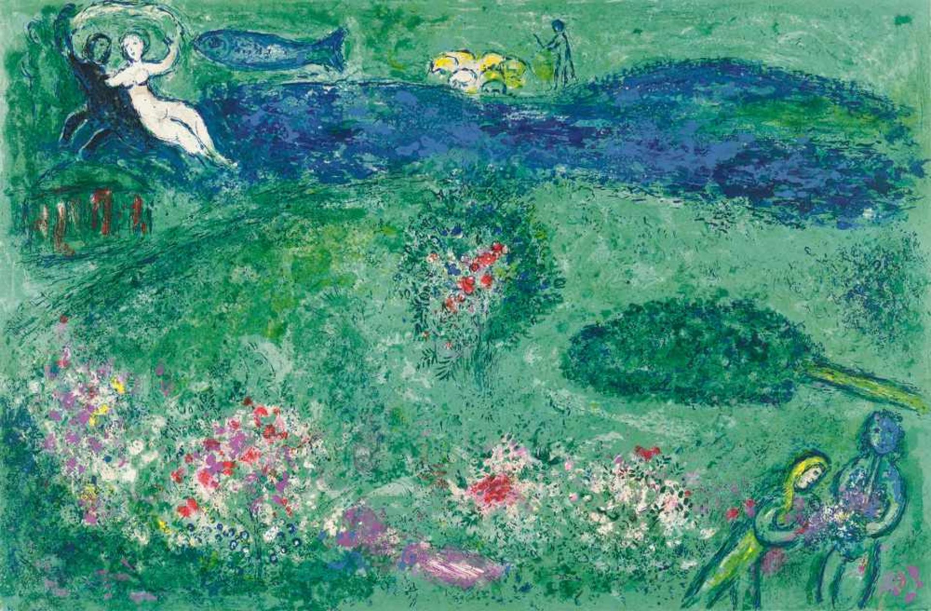 Marc Chagall Longus: Daphnis et Chloé 2 Bde. Text mit 42 farbigen Lithographien, 15 doppelseitig. - Bild 11 aus 17