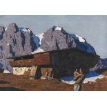 Alfons Walde Bergbauernhof Öl auf Malkarton. (1930er Jahre). Ca. 42,5 x 60 cm. Signiert unten