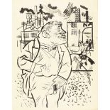 George Grosz Ich will alles um mich her ausrotten Tusche auf chamoisfarbenem Velin. (1922). Ca. 63 x