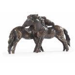 Renée Sintenis Spielende Shetlandponys (Zwei Ponys) Bronze mit schwarz-brauner Patina. (1936). Ca. 8