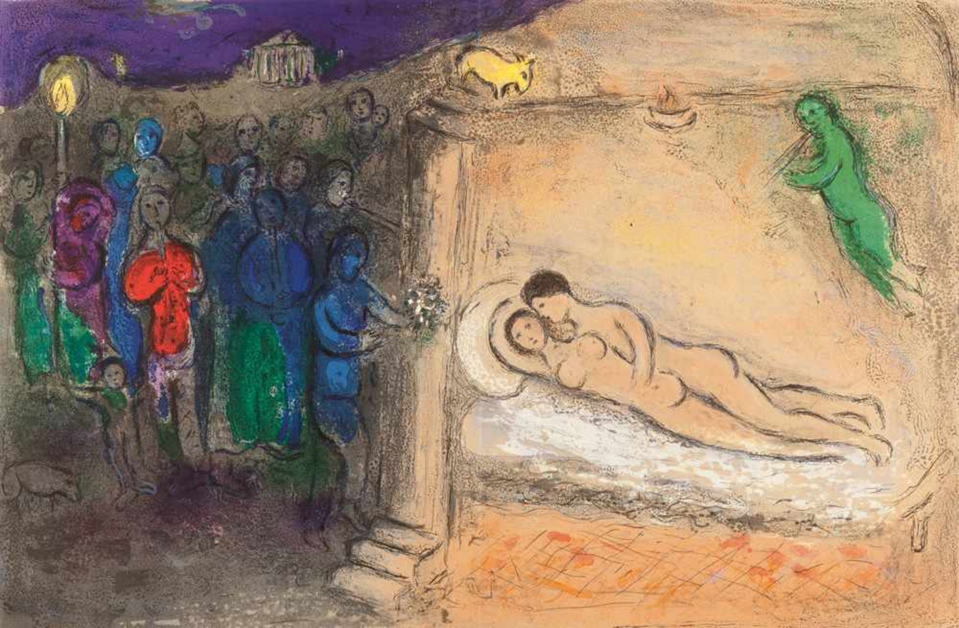 Marc Chagall Longus: Daphnis et Chloé 2 Bde. Text mit 42 farbigen Lithographien, 15 doppelseitig. - Bild 15 aus 17