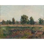 Josef Scharl Obstgarten Öl auf Leinwand. (19)20. Ca. 50,5 x 65 cm. Signiert und datiert unten links.