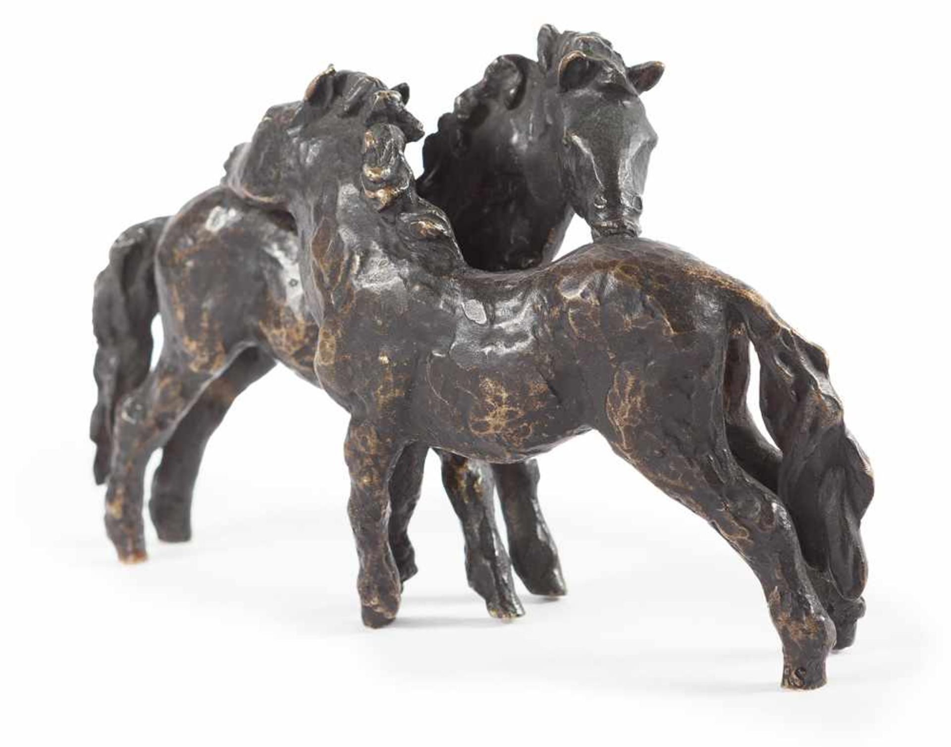 Renée Sintenis Spielende Shetlandponys (Zwei Ponys) Bronze mit schwarz-brauner Patina. (1936). Ca. 8 - Bild 4 aus 4
