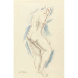 Alexander Archipenko Recto: Femme nue debout - Verso: Zwei Mädchenakte Bunt- und Bleistift sowie