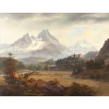 Frederik Hansen Sødring - Berchtesgaden mit dem Watzmann Öl auf Leinwand, doubliert. 1839. 74 x 95