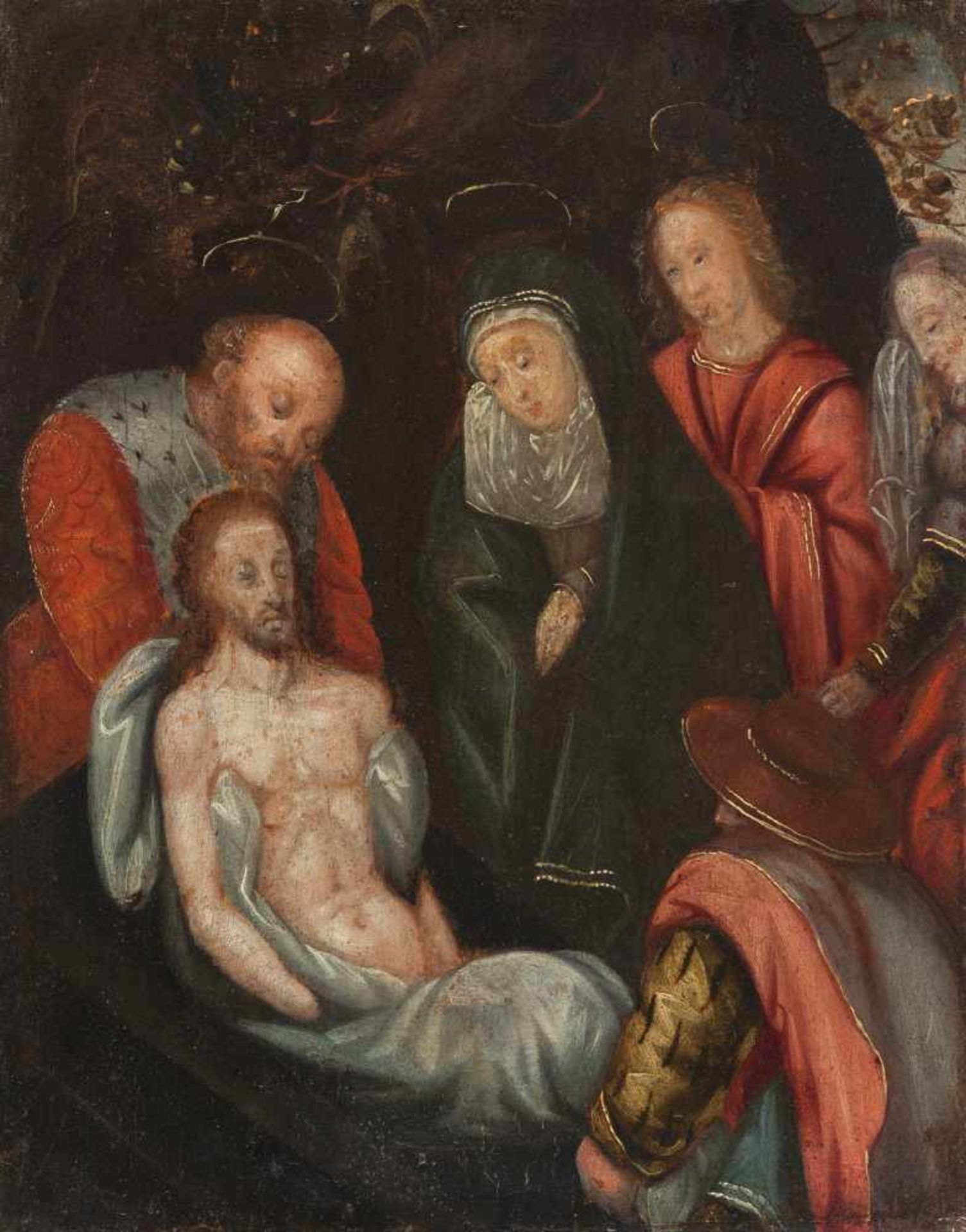 Flämisch - Die Grablegung Christi Öl auf Holz. (16. Jh.). 27 x 20,6 cm. - Provenienz:
