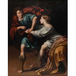Nach Leonello Spada - Joseph und die Frau des Potiphar Öl auf Leinwand, doubliert. 91 x 72 cm. -