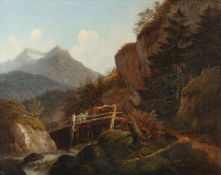 Deutsch um 1830/40 - In den Alpen Öl auf Leinwand. 65,5 x 82,5 cm. - Provenienz: Privatbesitz,