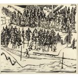 ERNST LUDWIG KIRCHNER - Sertigweg im Winter Holzschnitt auf dünnem Japan-Bütten. (1927). Ca. 39,5