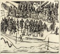 ERNST LUDWIG KIRCHNER - Sertigweg im Winter Holzschnitt auf dünnem Japan-Bütten. (1927). Ca. 39,5