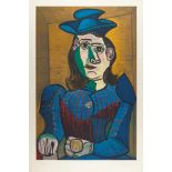 PABLO PICASSO - Femme assise (Dora Maar) Farbige Lithographie auf cremefarbenem Velin von „BFK