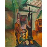 HERMANN MAX PECHSTEIN - „Im Atelier“ (Selbstbildnis) Öl auf Leinwand. (1918). Ca. 76 x 60,5 cm.