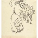 ERNST LUDWIG KIRCHNER - Tanzendes Paar Bleistift auf glattem Velin. (1911). Ca. 26,5 x 24 cm.