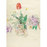 OSKAR KOKOSCHKA - Blumenstillleben mit Tulpe Aquarell auf Velin von „PMFabriano“. (19)61. Ca. 66 x