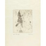 LYONEL FEININGER - „Spaziergang“ Radierung mit Kaltnadel auf Simili-Japan. (1911). Ca. 11 x 9 cm (