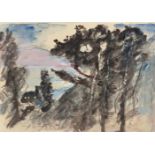 LOVIS CORINTH - Blick auf den Walchensee Aquarell, Gouache und Kreide über Bleistift auf festem