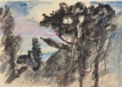 LOVIS CORINTH - Blick auf den Walchensee Aquarell, Gouache und Kreide über Bleistift auf festem