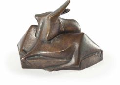 EMY ROEDER - Campanische Bergziegen Bronze mit bräunlicher Patina. (19)48. Ca. 15 x 12,5 x 25 cm.