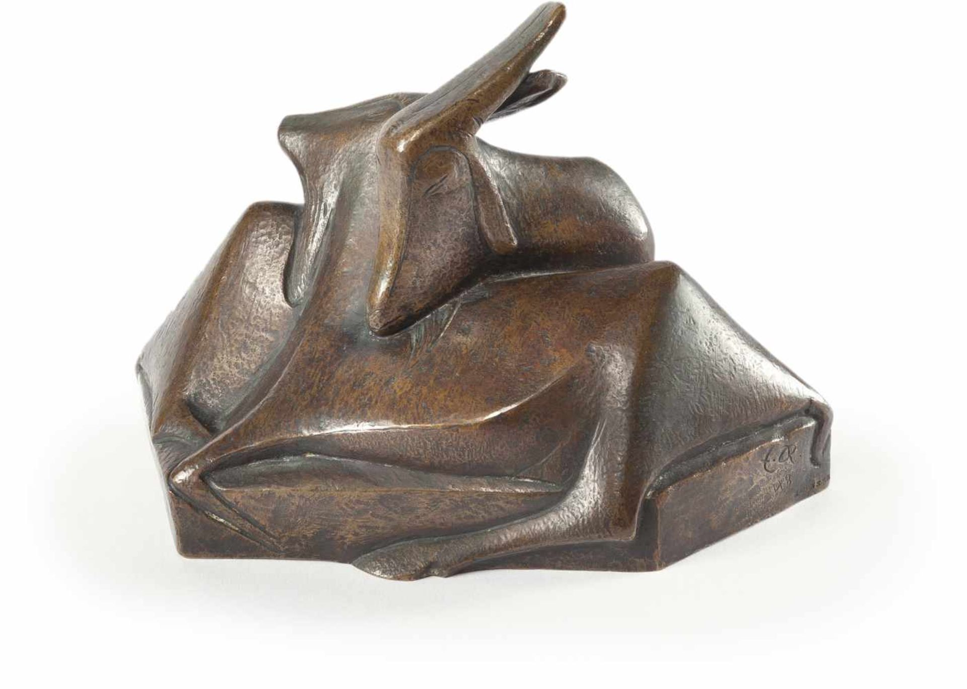 EMY ROEDER - Campanische Bergziegen Bronze mit bräunlicher Patina. (19)48. Ca. 15 x 12,5 x 25 cm.