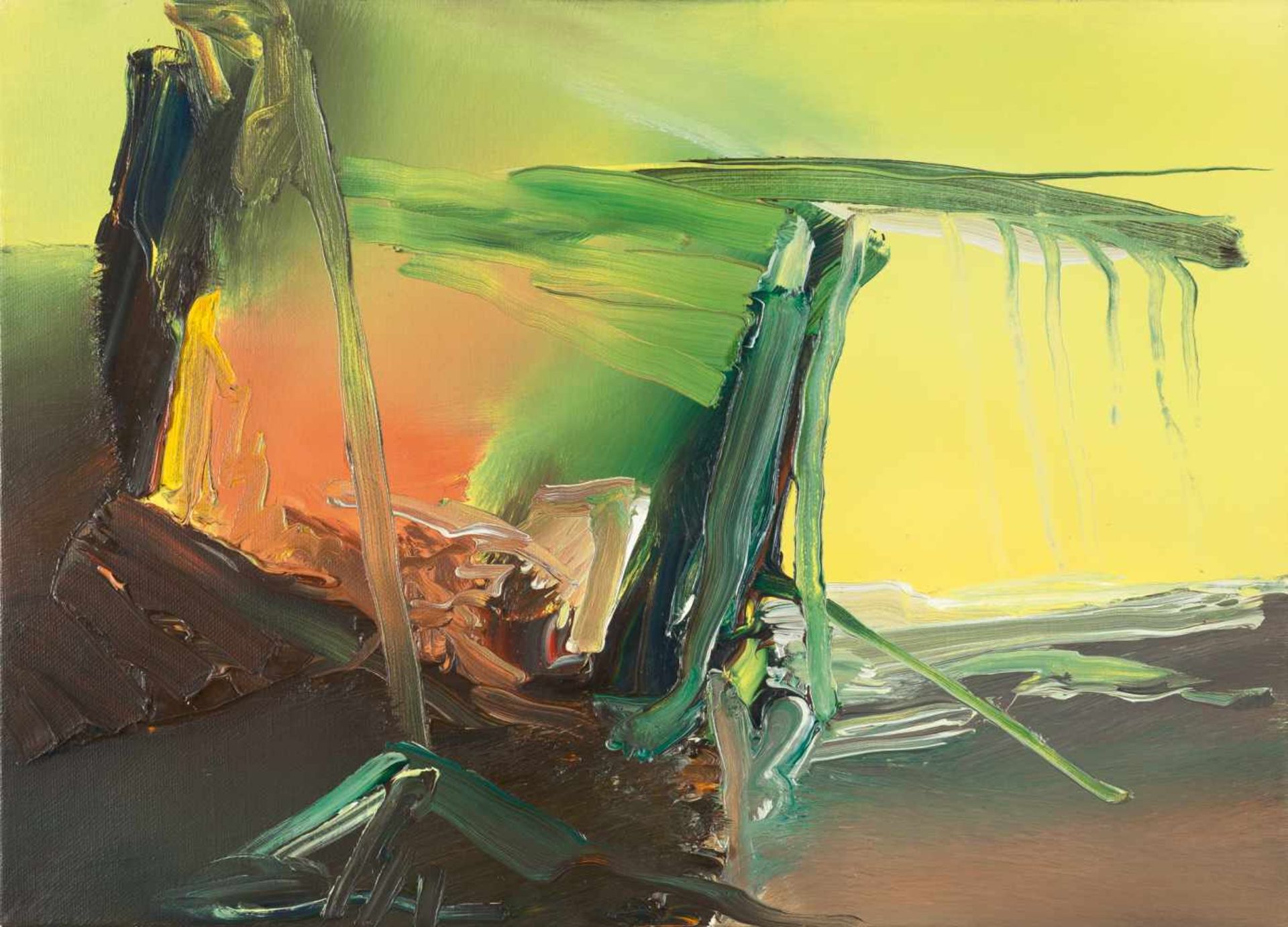 GERHARD RICHTER - Abstraktes Bild (585-3) Öl auf Leinwand. 1985. Ca. 52 x 72 cm. Verso auf der
