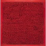 BERNARD AUBERTIN - Tableau clous Nägel und rote Acrylfarbe auf Holz, in Objektkasten. 1970. Ca. 40 x