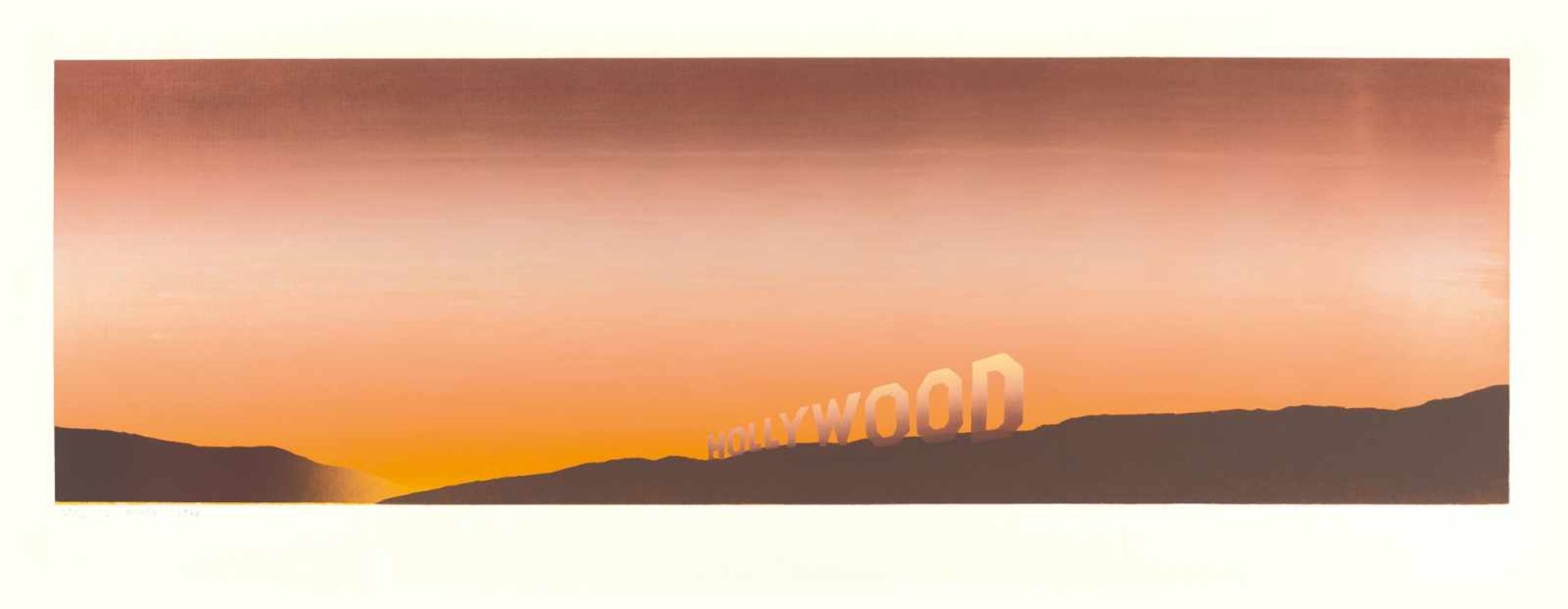 ED RUSCHA - Hollywood Farbige Serigraphie auf Bütten. 1968. Ca. 31,5 x 103 cm (Blattgröße ca. 44,5 x