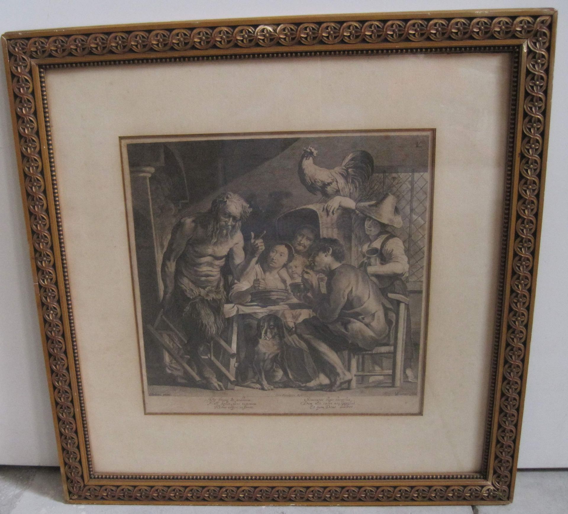 Gravure XVII d’après le tableau de Jacques JORDAENS : Le satyre et le paysan, [...] - Bild 6 aus 6