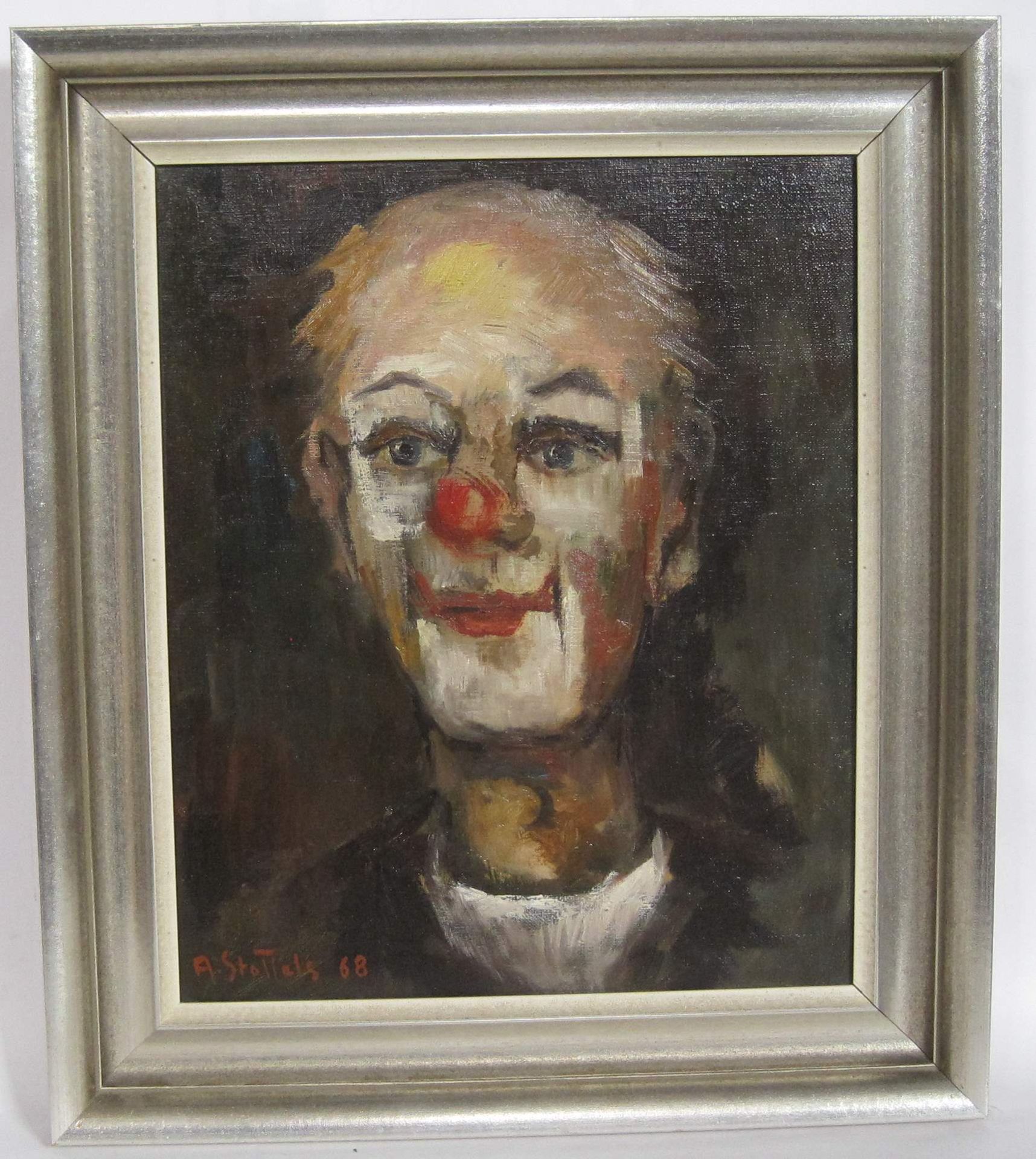 Arno STOFFELS (1909-1976), artiste luxembourgeois, Huile sur toile : Clown, daté [...]