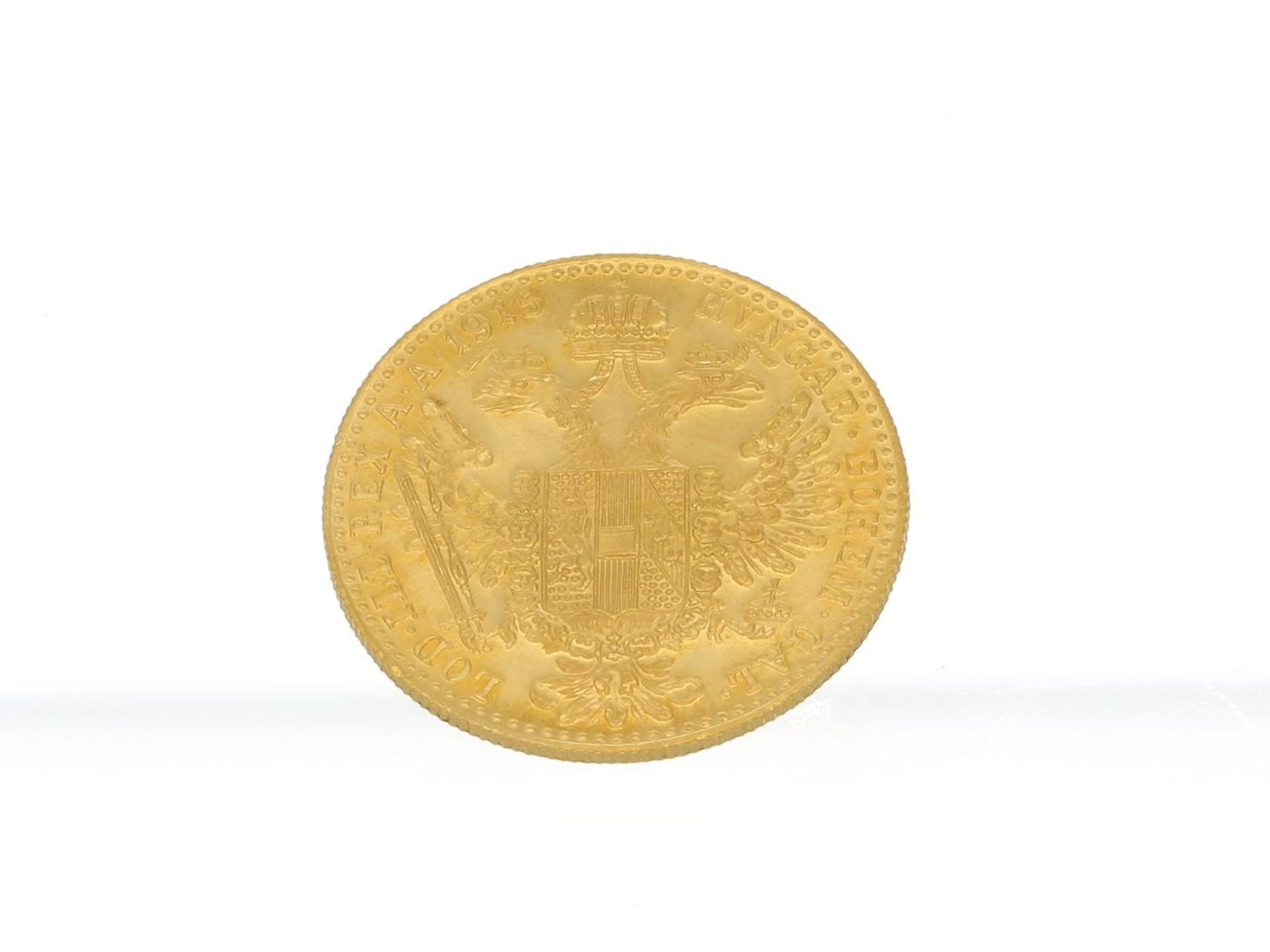 Münze: Österreich 1 Dukat "Kaiser Franz Joseph I 1915" Ca. Ø20mm, ca. 3,5g, 986er Gold, 1 Dukat " - Image 2 of 2