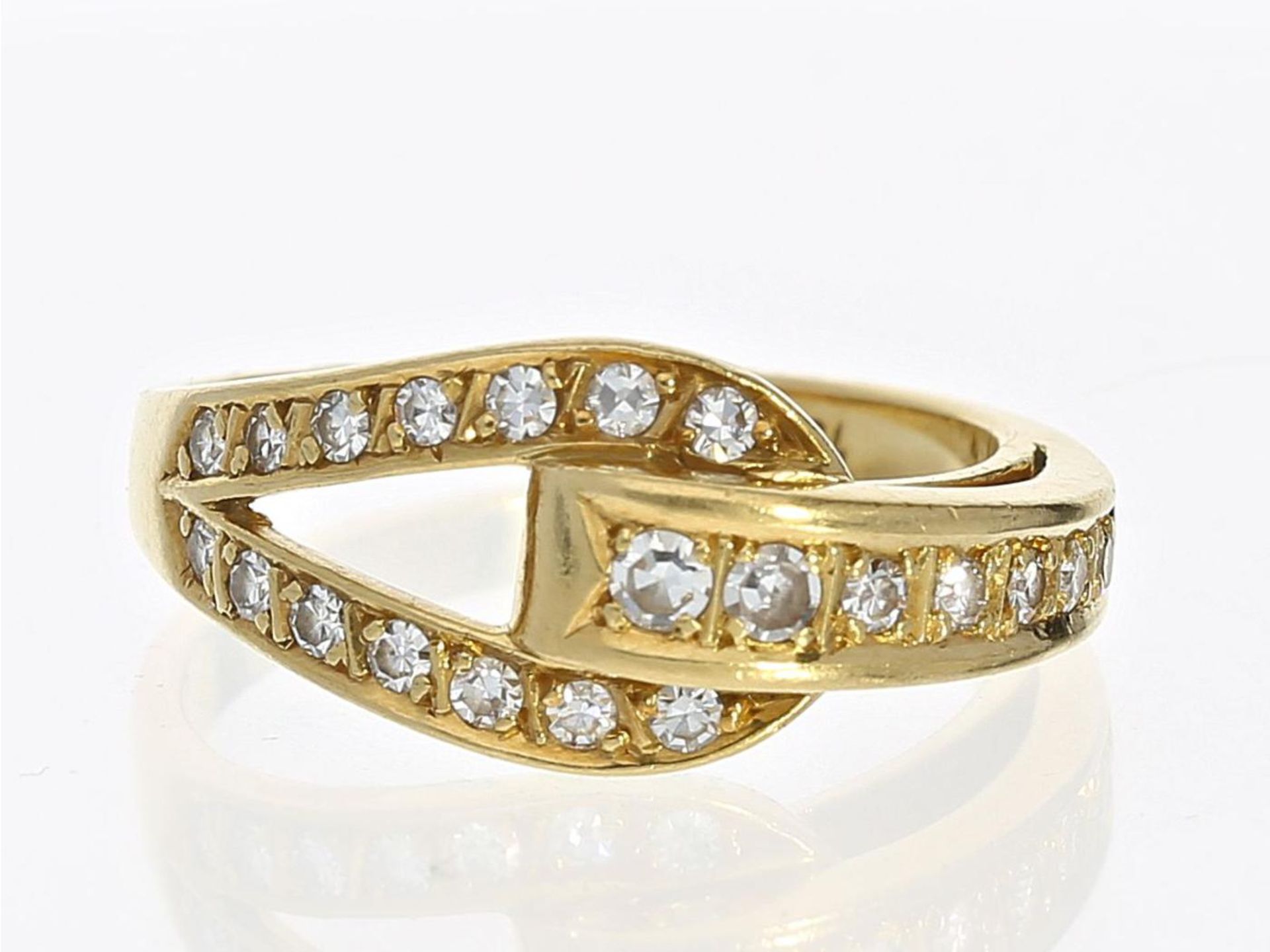 Ring: massiver Goldschmiedering mit 21 Diamanten, ca. 0,5ct Ca. Ø17,5mm, RG55, ca. 5,3g, 18K Gold,