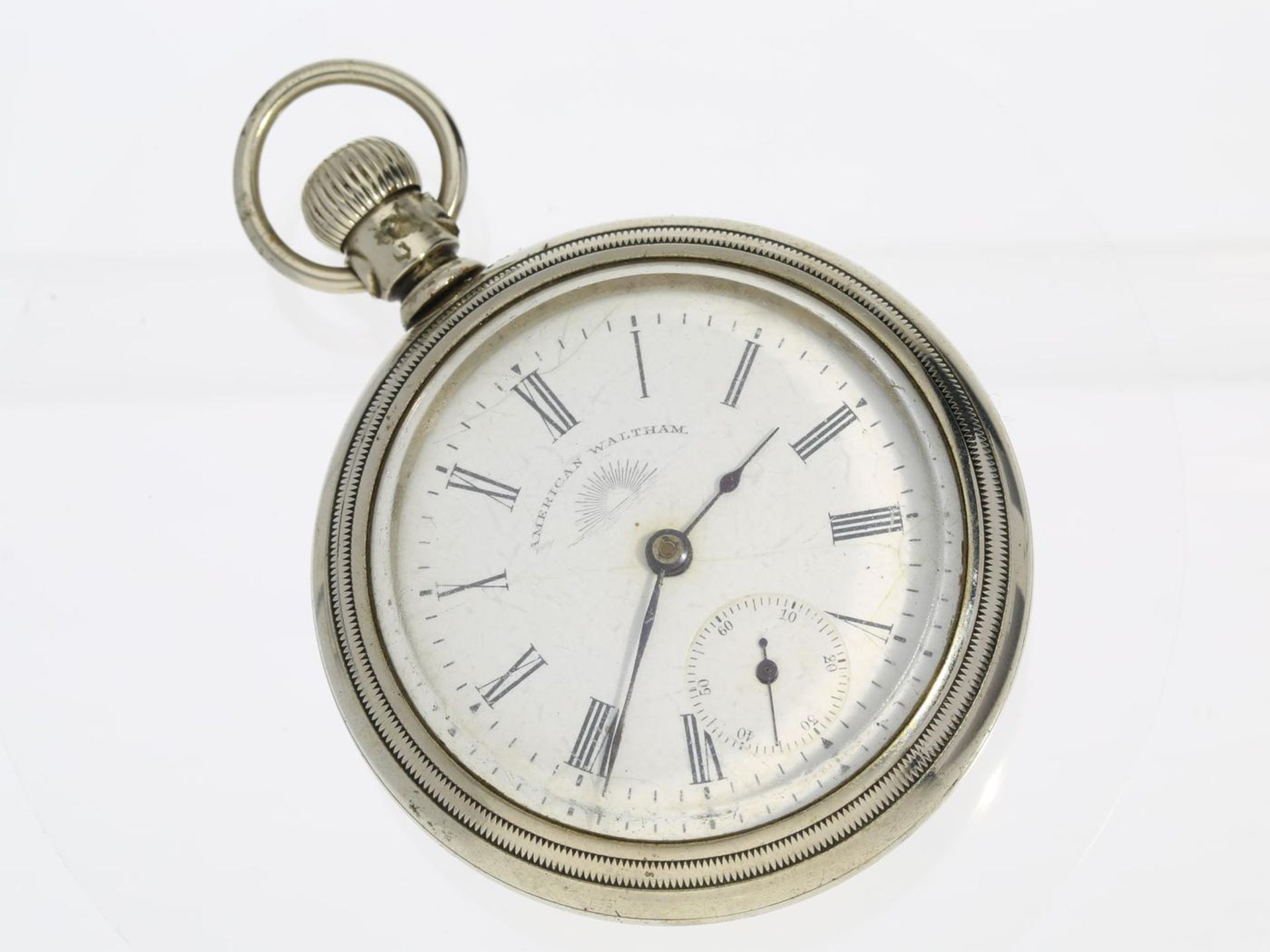 Taschenuhr: amerikanische Eisenbahneruhr, um 1900, American Waltham Ca. Ø58mm, ca. 145g,